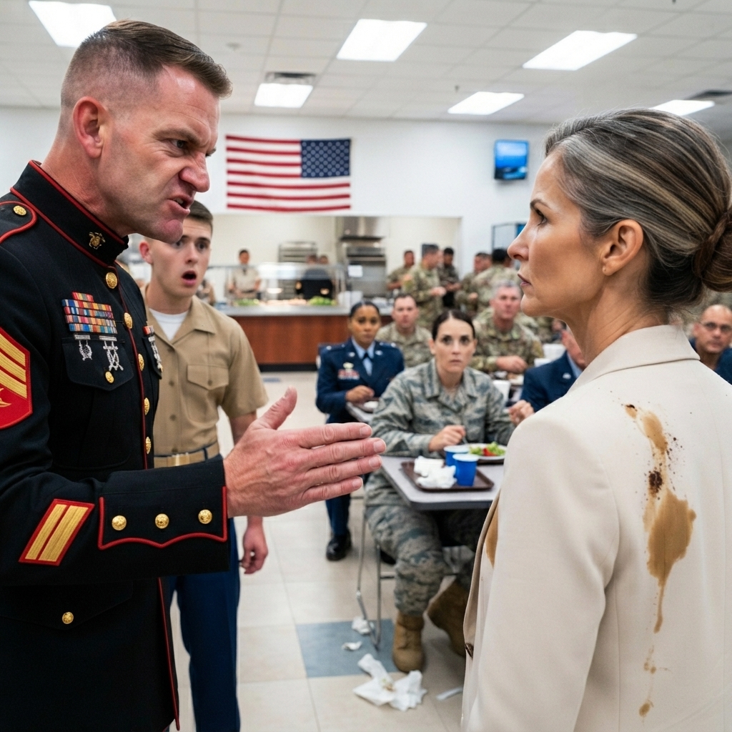 WHOLE STORY: A Marine’s hand slammed my shoulder, sending hot coffee across my white blouse