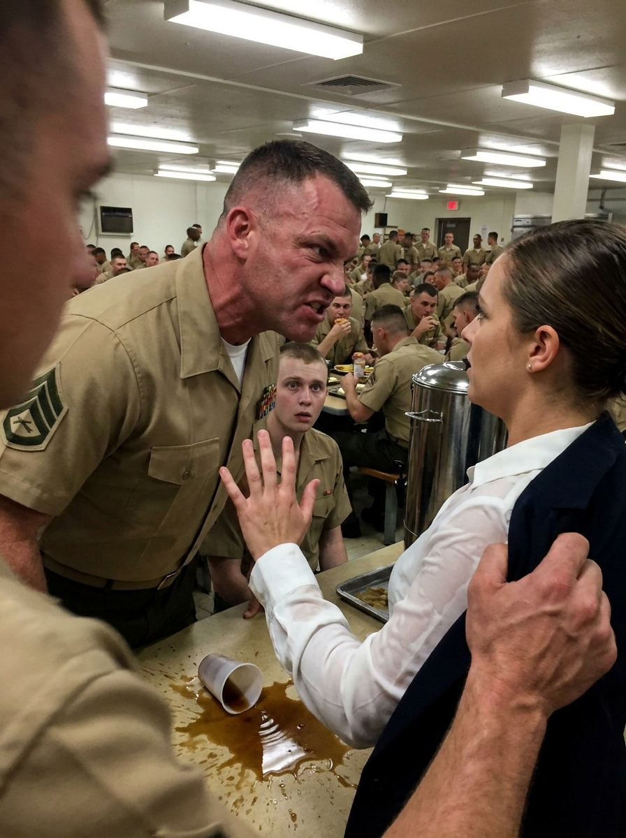 WHOLE STORY: A Marine’s hand slammed into my shoulder, sending scalding coffee across my white blouse