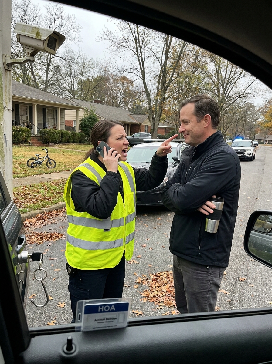 WHOLE STORY: I stepped outside with my coffee at 7:12 a.m. and found HOA Karen JAMMING