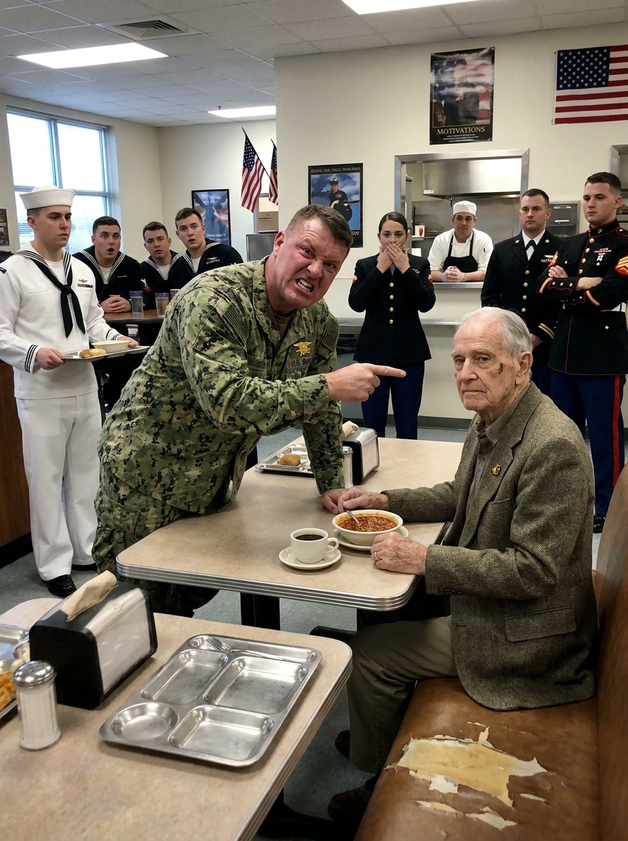 WHOLE STORY: I watched a MASSIVE Navy SEAL publicly humiliate an 87-year-old man in the middle of our crowded base mess hall.