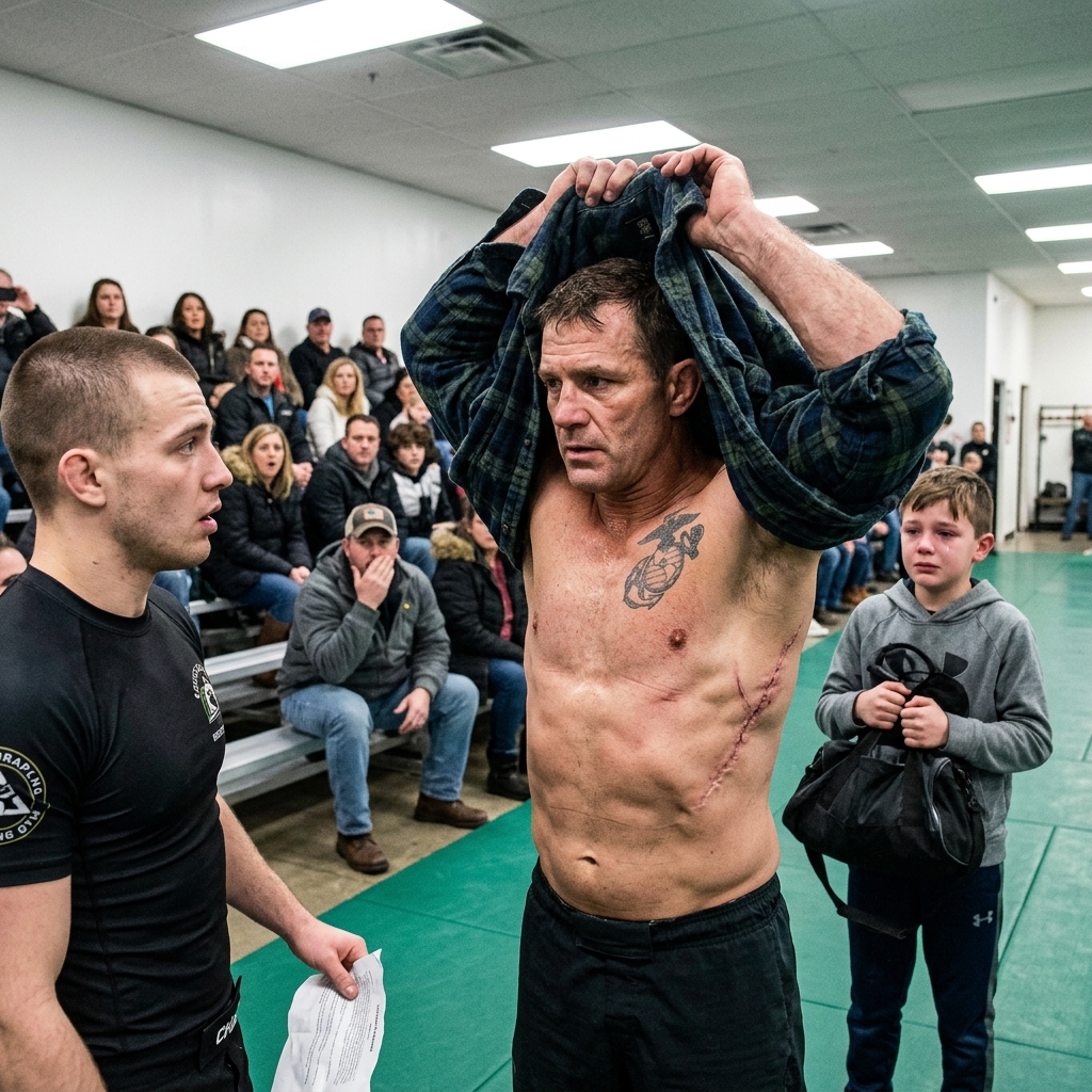 He made my son the punching bag of his ego, then shoved a waiver at me and dared me to fight. When I pulled off my flannel, he saw the tattoo that meant he’d picked the wrong dad.