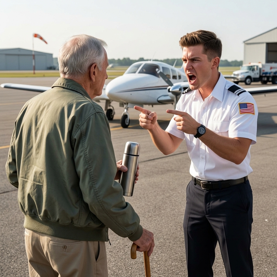 Cocky Pilot Mocked the ‘Old Geezer’ on the Airport Runway — But When the Tower Read His Secret Call Sign, the Whole Airfield Stood at Attention