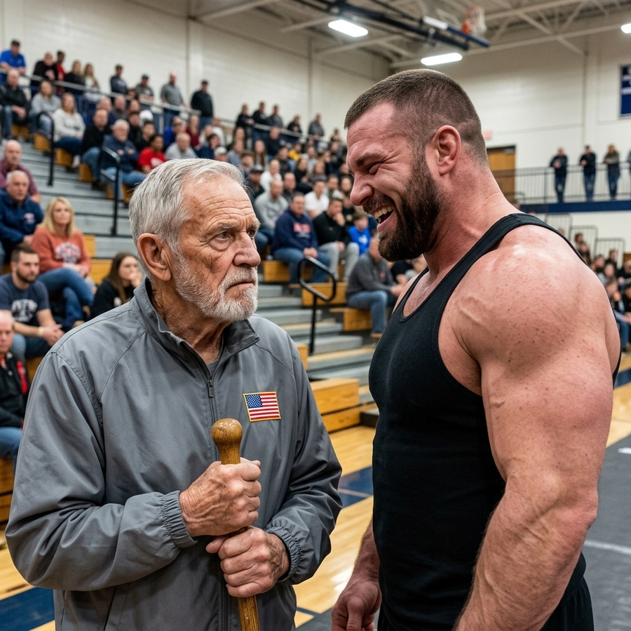 Arrogant Fighter’s Challenged “$1,000 to Anyone Who Can Beat Me!” — Then A 79-Year-Old Marine with a Cane Took Him Down in Seconds