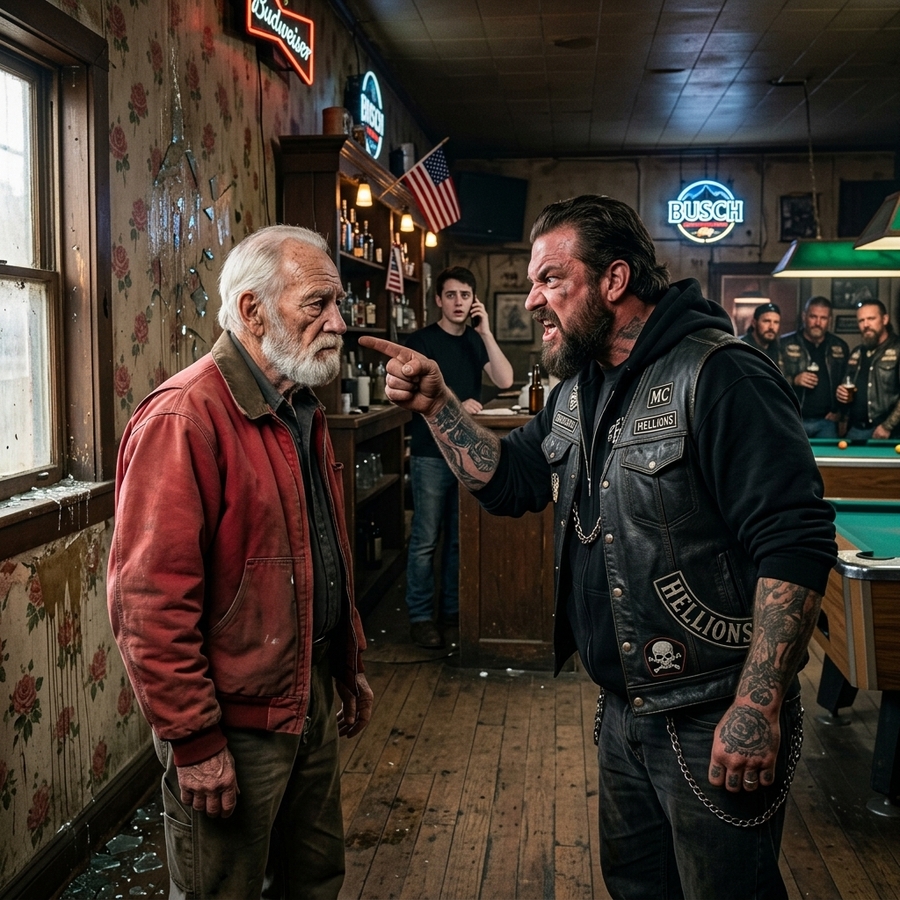 The Biker Thought The Quiet Old Man At The Bar Was Nothing And Tried To Bully Him — Then A Colonel Saluted Him As “Captain”