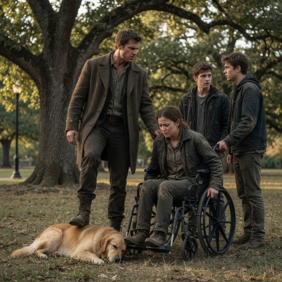 The mayor’s son kicked my service dog while two men held my wheelchair hostage. A stranger walked out of the trees and stared at them — just stood there.