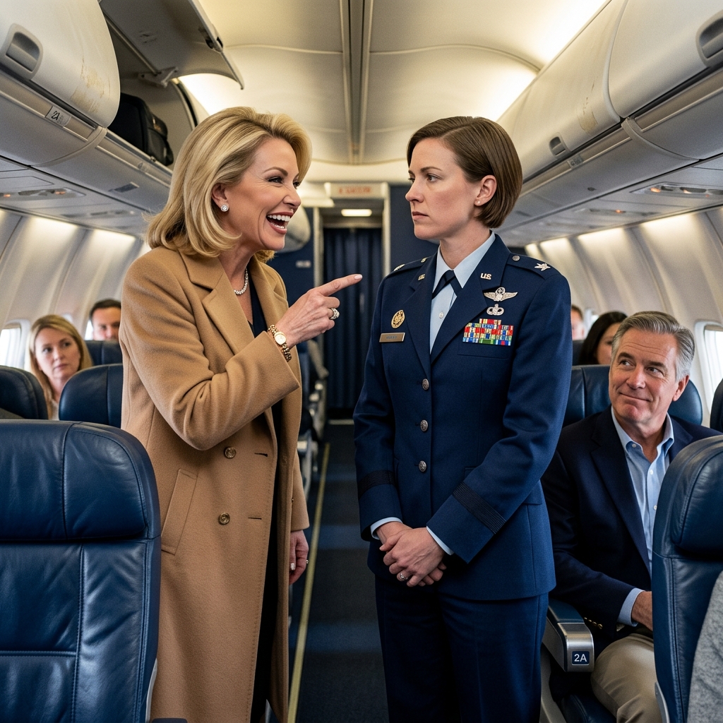 I watched my own sister mock my military uniform in the middle of a crowded first-class cabin, loudly telling the wealthy passengers I was a failure who belonged in the back of the plane. I didn’t say a word, just took my boarding pass for seat 12F and locked my spine against the cheap cushion. Twenty minutes into the flight, a deafening mechanical roar violently shook the cabin as the passengers started to panic. Through my scratched window, I saw the gray steel of a $50 million F-22 stealth fighter slicing through the clouds, and the captain was already reaching for his microphone.