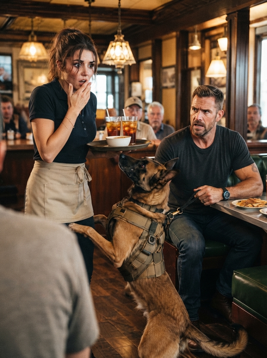 PART 2 – FULL: A MILITARY K9 recognized me in a crowded diner. That tap of my hand was supposed to be erased—but the dog sat on command