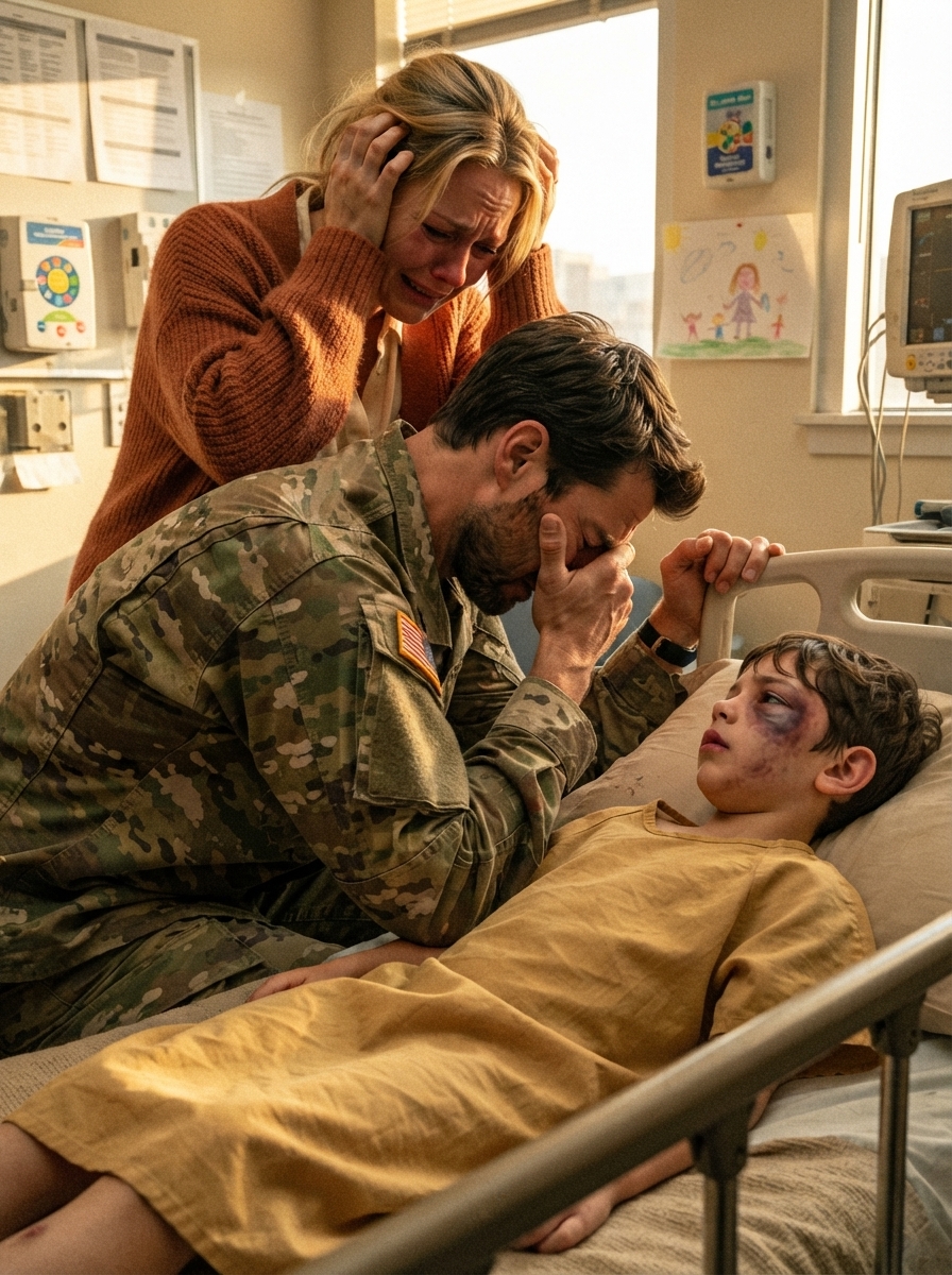PART 2 – FULL: I RUSHED into the hospital room to find my eight-year-old son bruised and trembling.