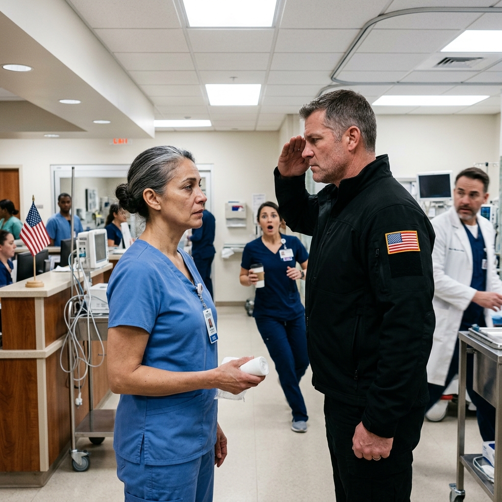 The new nurse they called “Ghost” was mopping Bay 4 when the ER doors exploded open. He stopped in front of her. Then he saluted. What did the Colonel know that the whole hospital had missed?