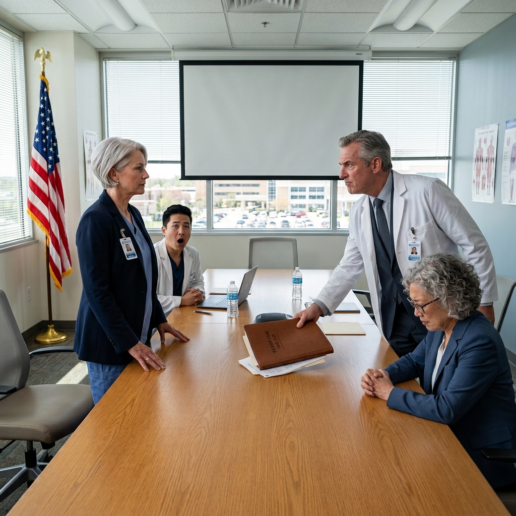 The senior surgeon pointed his finger directly in her face — but he missed the faded combat patch in her pocket — will he step aside before it’s too late?