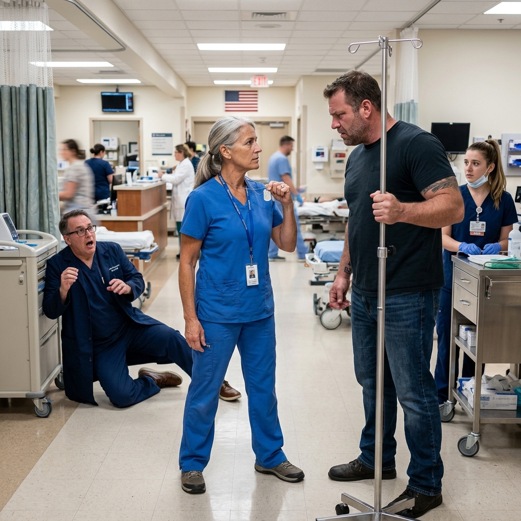 THE ARROGANT DOCTOR HUMILIATED HIS QUIET TRAUMA NURSE IN FRONT OF THE ENTIRE WAITING ROOM UNTIL A MASSIVE COMBAT VETERAN SMASHED THROUGH THE DOORS AND FORCED HER TO REVEAL THE HIDDEN MILITARY SECRET BENEATH HER SCRUBS WHAT HAPPENS NEXT