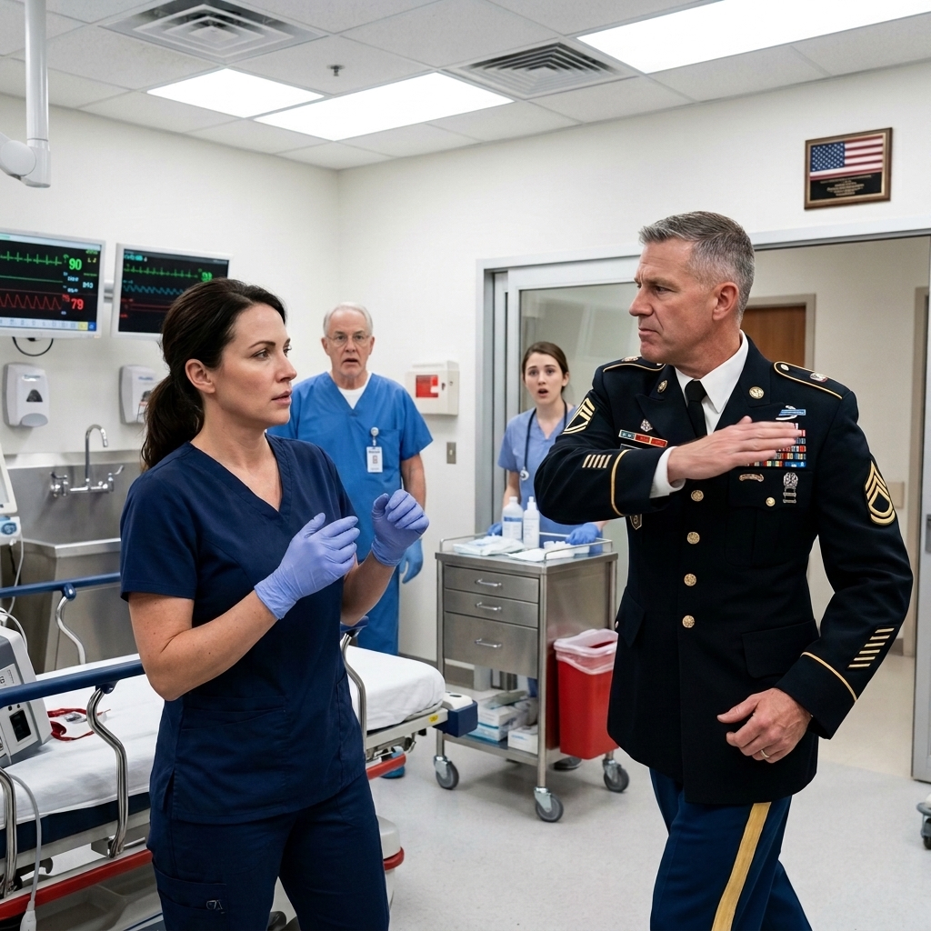 A military officer struck a nurse across the face in St. Meridian Medical Center—and she didn’t even raise a hand to stop him. She just turned back to the dying man on the table like the blow had been nothing more than a gust of wind. What the officer didn’t know was that her personnel file contained a single line that would end his career forever. What was buried in Claire Donovan’s past?
