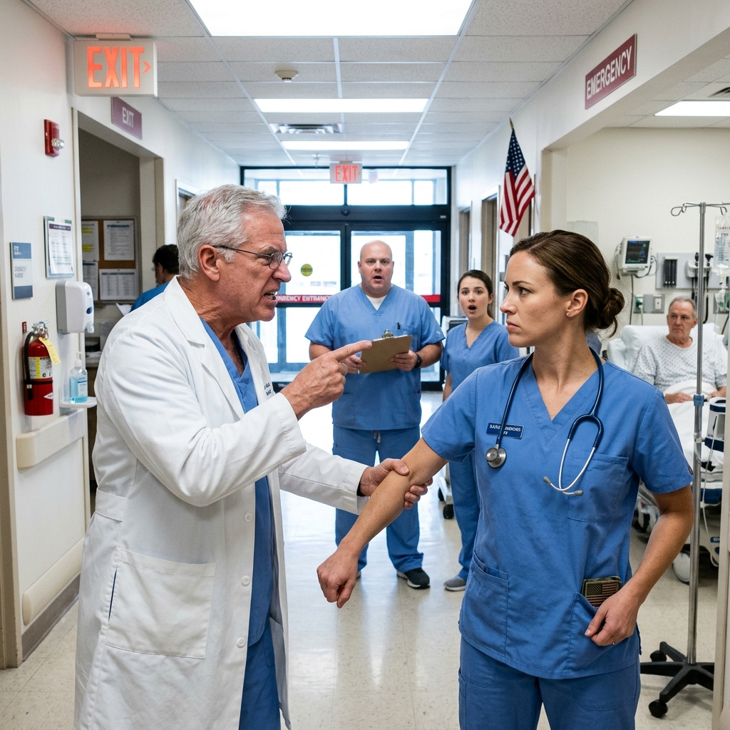 The senior surgeon grabbed my arm, ripped the stethoscope from my neck, and shoved me toward the exit in front of the entire ER — but 47 minutes later, military police breached the east doors, and every soldier was asking for me by name.