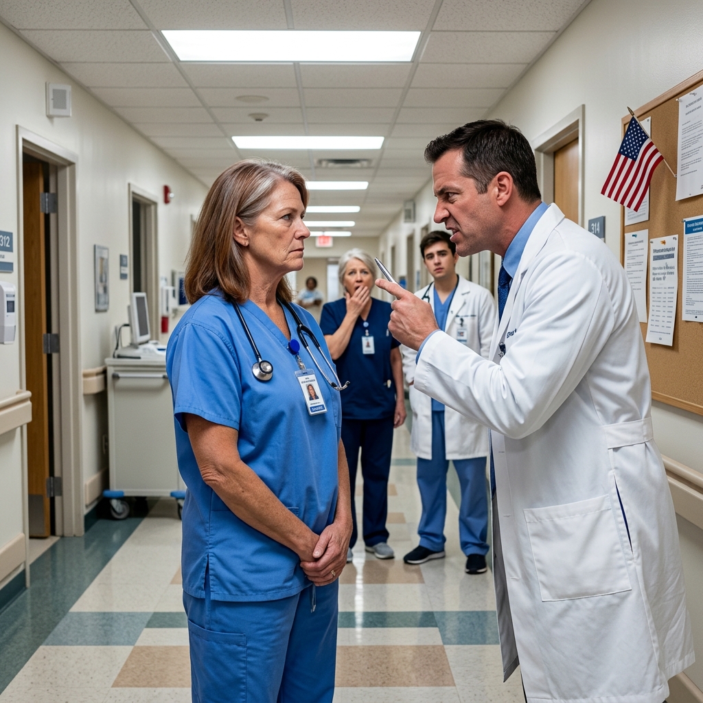 The arrogant Dr. Kincaid humiliated a new nurse in front of the Franklin VA Medical Center staff, completely unaware her baggy blue scrubs hid a classified Navy SEAL history that was about to change the entire hospital forever…