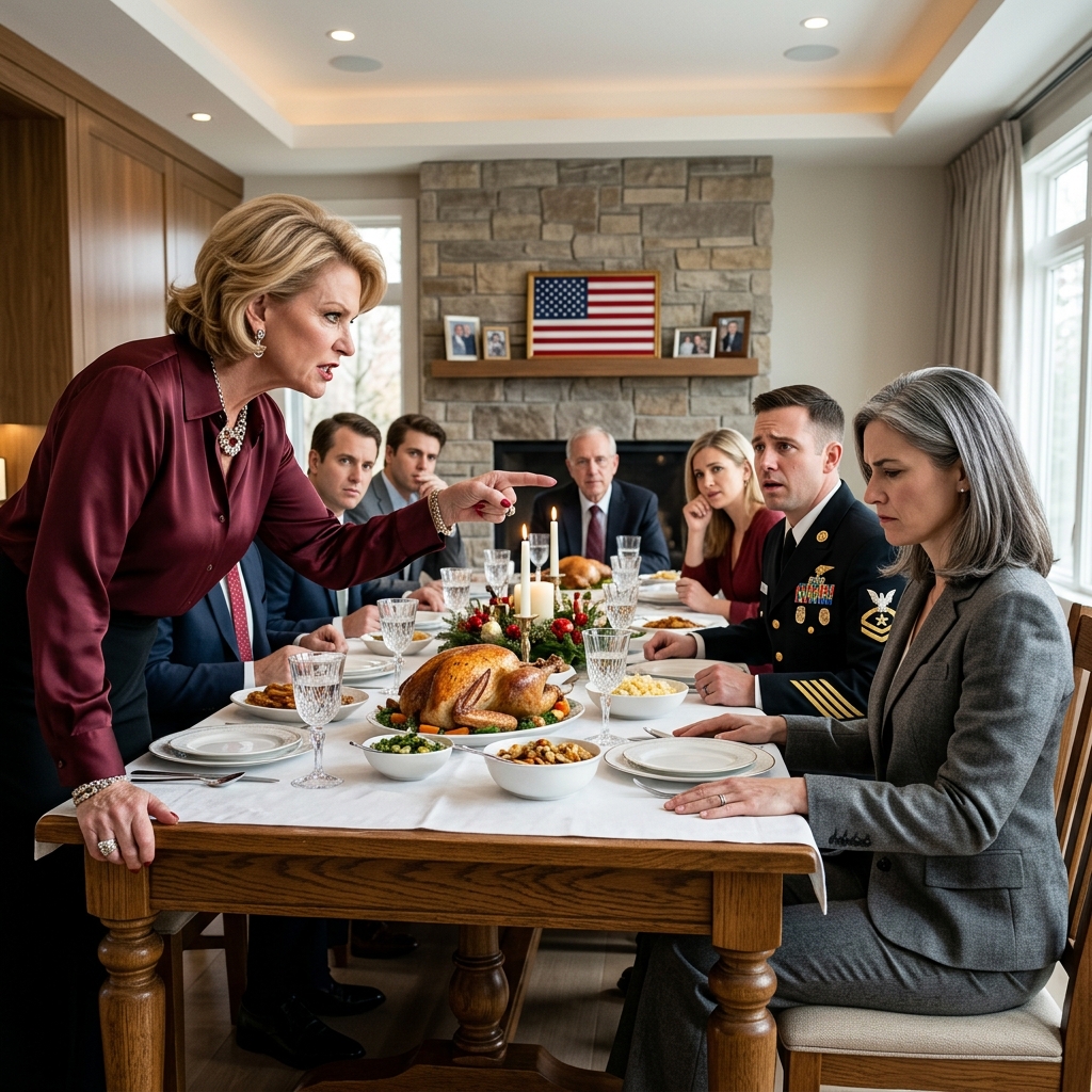 The arrogant Arlington mother publicly shamed her own daughter as a useless desk clerk at Thanksgiving before the Navy SEAL brother saw her tactical knife grip and asked the one question that changed everything forever.