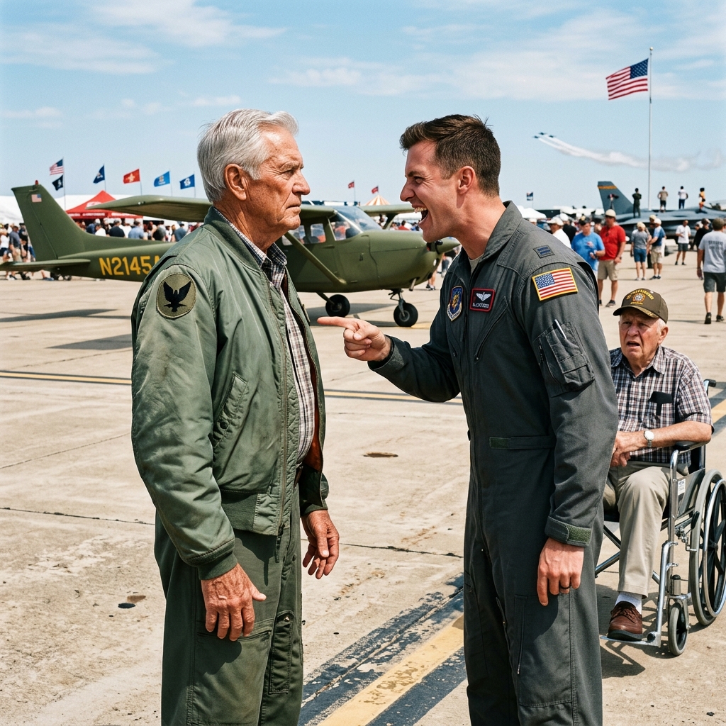 Jet pilot Cole Bannister mocked my weathered Cessna in front of the Kansas airshow crowd — he never suspected the faded black patch on my jacket held a classified military history, but would a deadly incoming storm finally expose the truth?