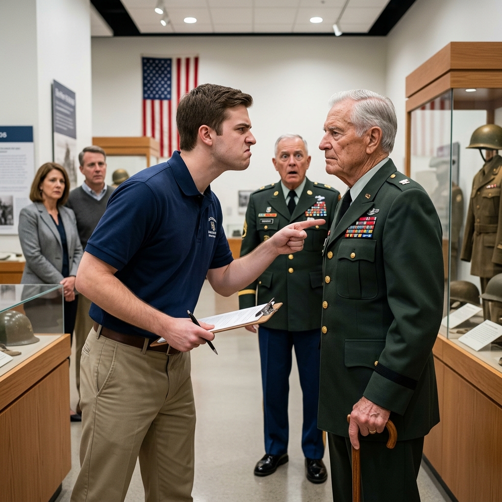 The 23-year-old museum specialist pointed at my Class A jacket and declared my Vietnam citation a fake in front of a crowded gallery, completely unaware of the classified mission I survived, but would the Sergeant Major intervene?