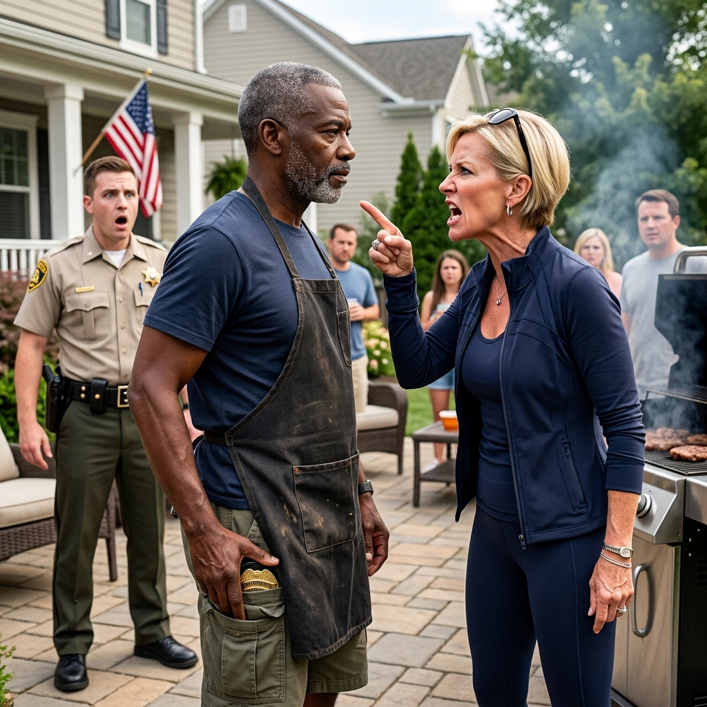 The wealthy Ridgewood Township HOA president smiled while calling county sheriffs on a peaceful backyard barbecue — completely unaware the quiet neighborhood newcomer flipping ribs held a gold badge in his pocket. What happens when backup arrives?