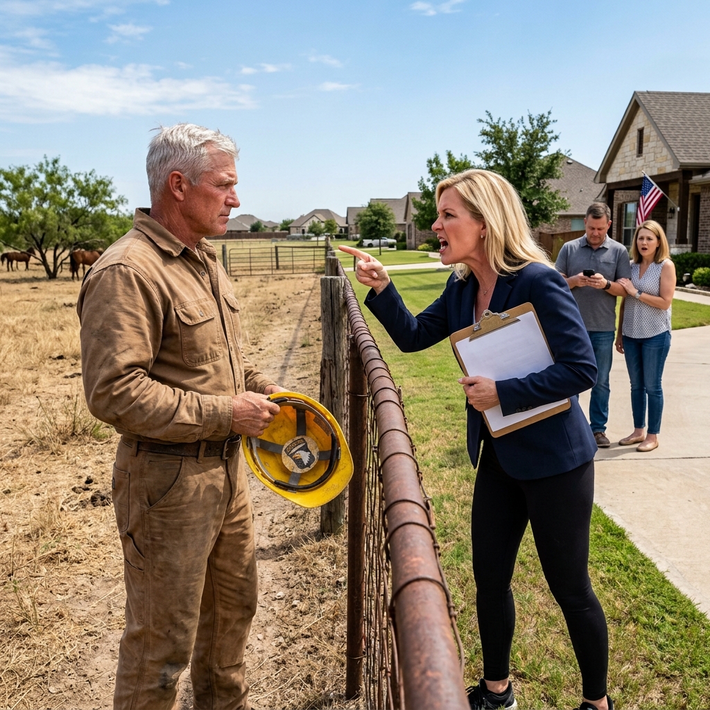 A Condescending HOA President Illegally Paints Over A Widowed Rancher’s Historic Boundary Fence — Now He Is Quietly Wiring It With 7000 Volts Of Texas Justice — Who Will Win This Standoff?