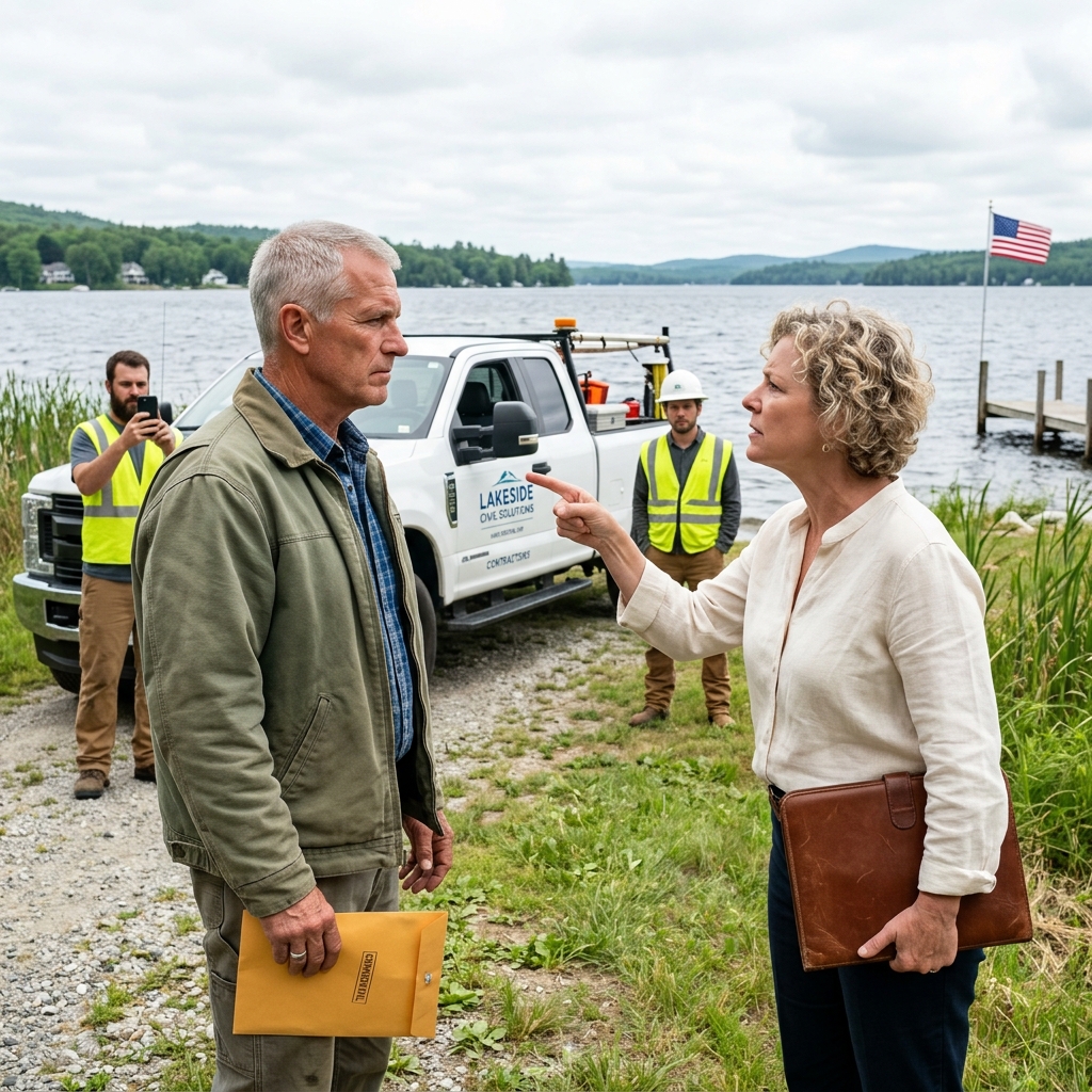 She handed me a 72-hour deadline on my own shoreline — my family’s lake for four generations — what I pulled from a wooden chest in my grandmother’s empty house changed everything.