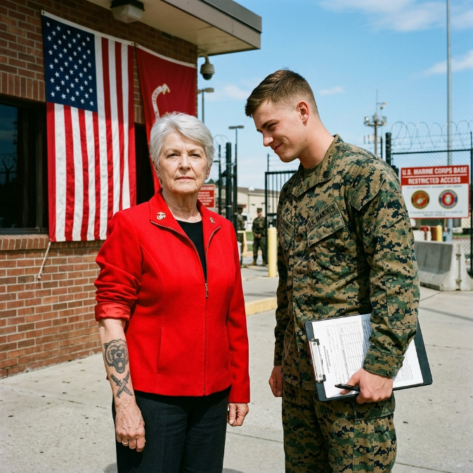 The Arrogant Guard Mocked Her As A Confused Grandma, Until The Base Commander Interrupted And Saluted Her.
