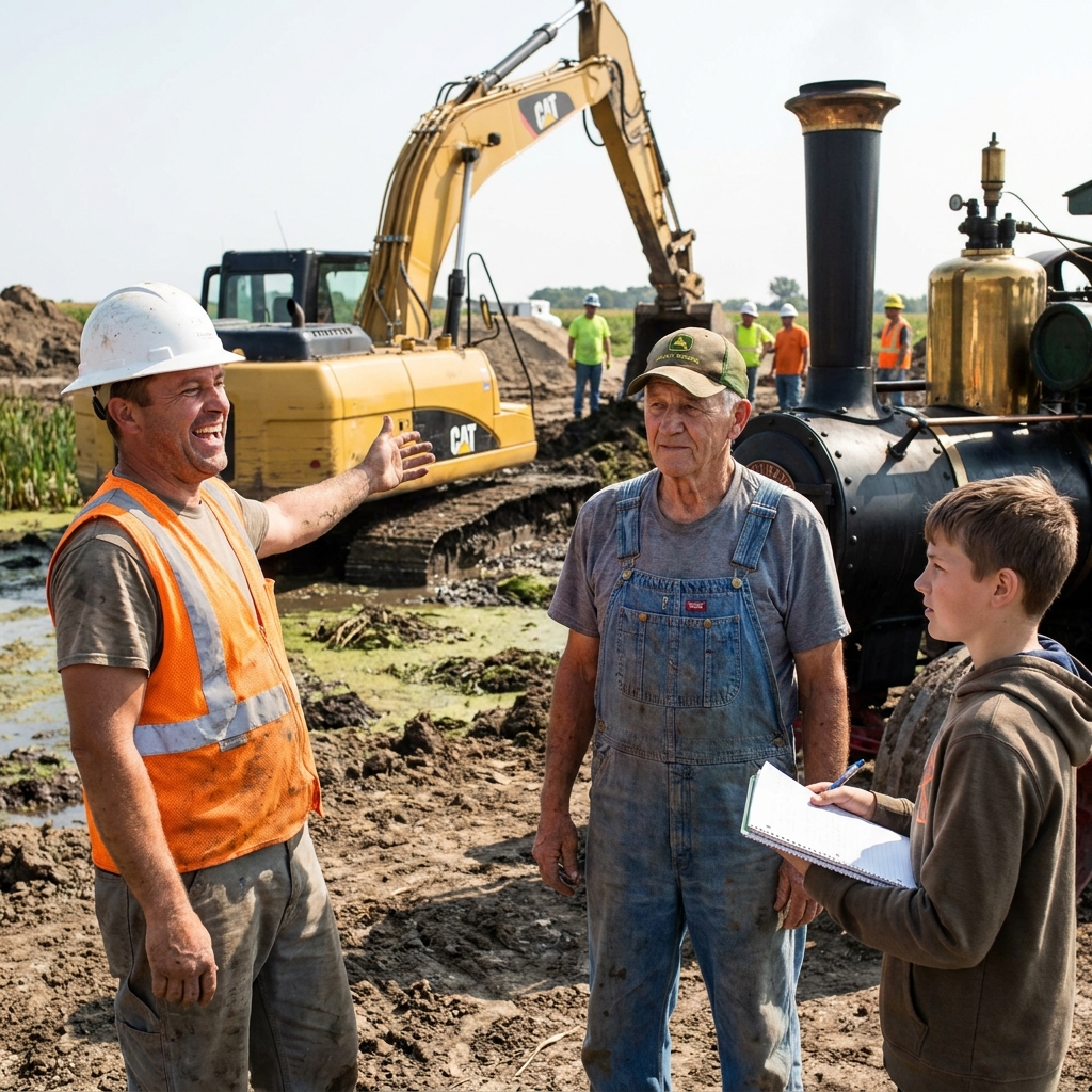 The twenty-two-ton steam engine had been sitting in my shed since my wife Linda passed away. When a furious construction boss laughed at my faded overalls and called my machine a “museum piece,” I stayed completely quiet.