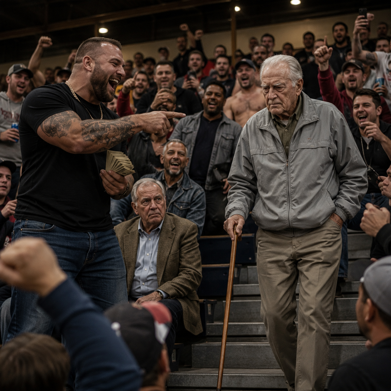 I watched a cocky 31-year-old fighter wave a stack of cash and mock the frail, 79-year-old man limping toward the mat in a gray windbreaker