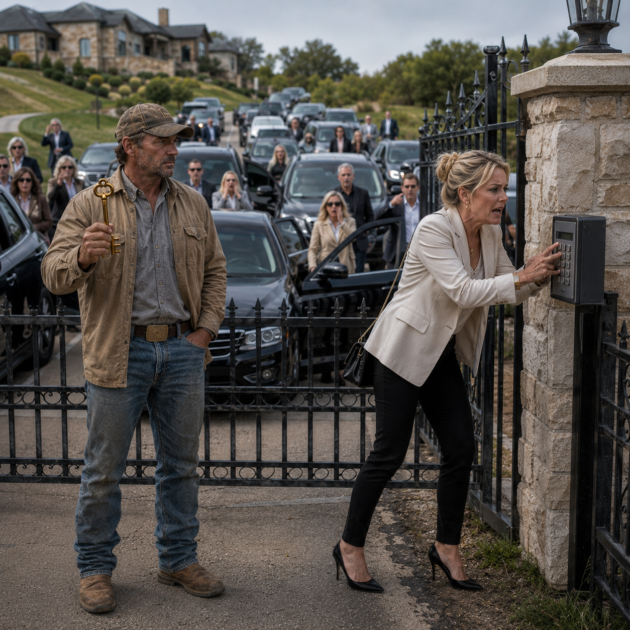I watched the HOA president smirk as her contractors welded an 8-foot steel wall across my ranch driveway, locking me out of my own land while the subdivision neighbors watched.