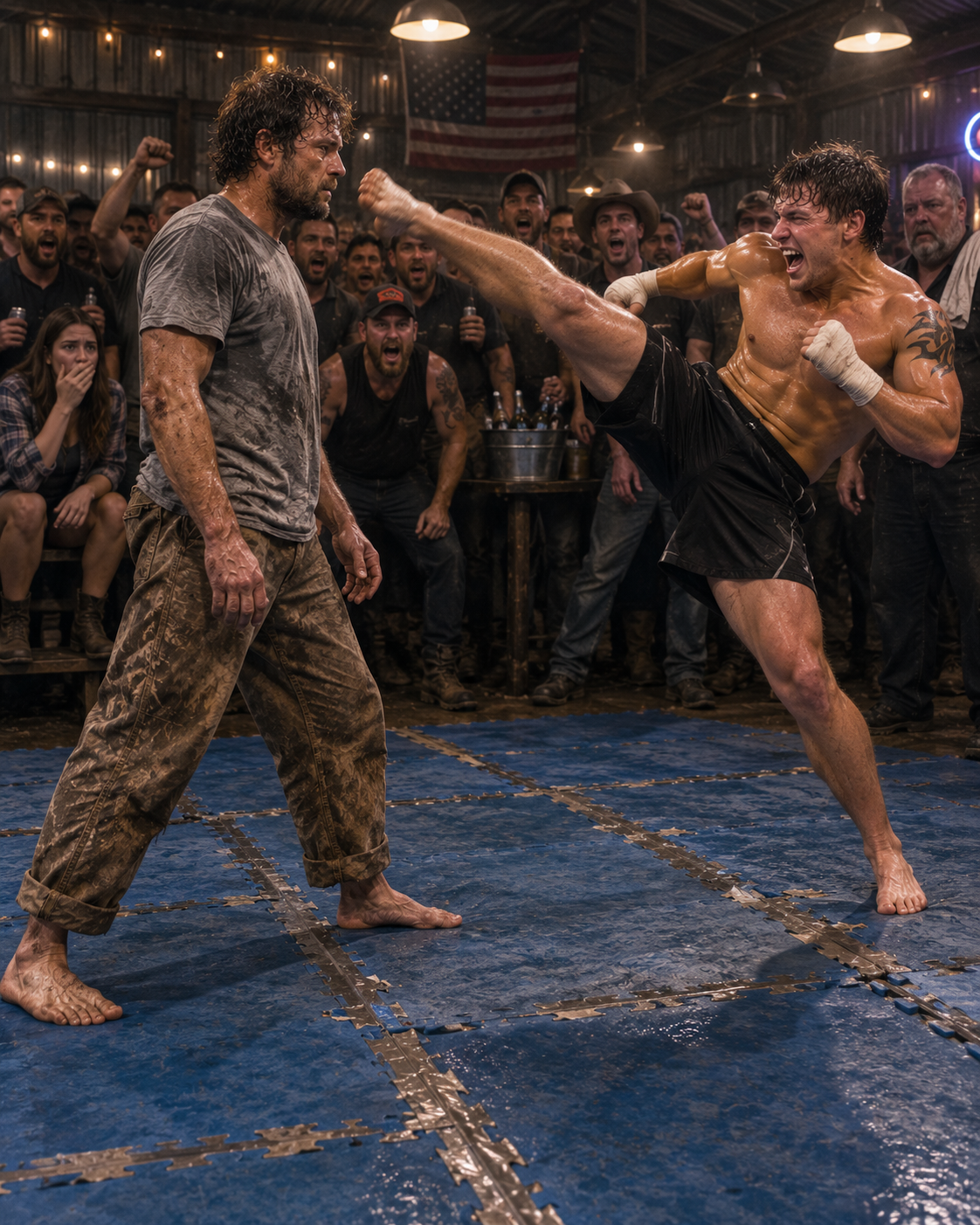 I watched the 24-year-old MMA fighter laugh at my oil-stained clothes as he promised the tavern crowd he would knock the “dirt boy” out in under three minutes.