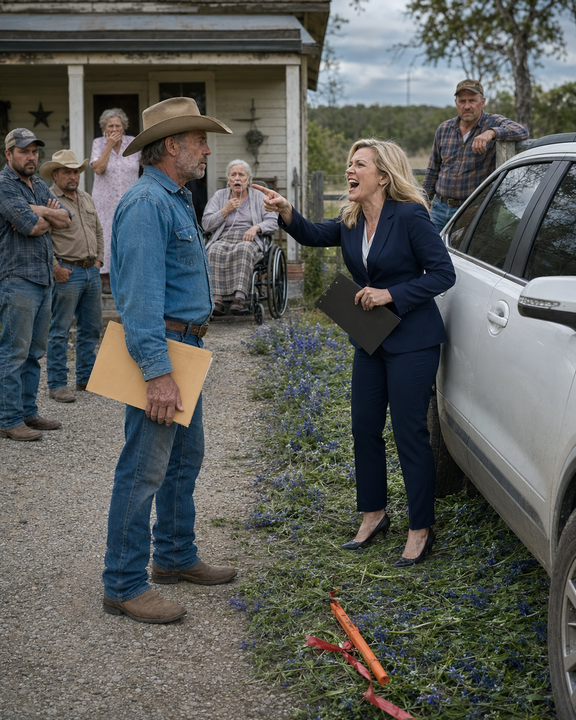 The HOA president mocked my wife’s cancer diagnosis on a neighborhood livestream and ordered her fifteen-car convoy to ram through our private ranch gate.