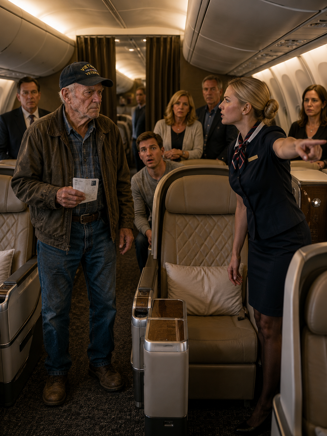 I watched a flight attendant humiliate my 89-year-old grandfather, demoting the combat veteran to a middle seat because a frequent flyer wanted first class.