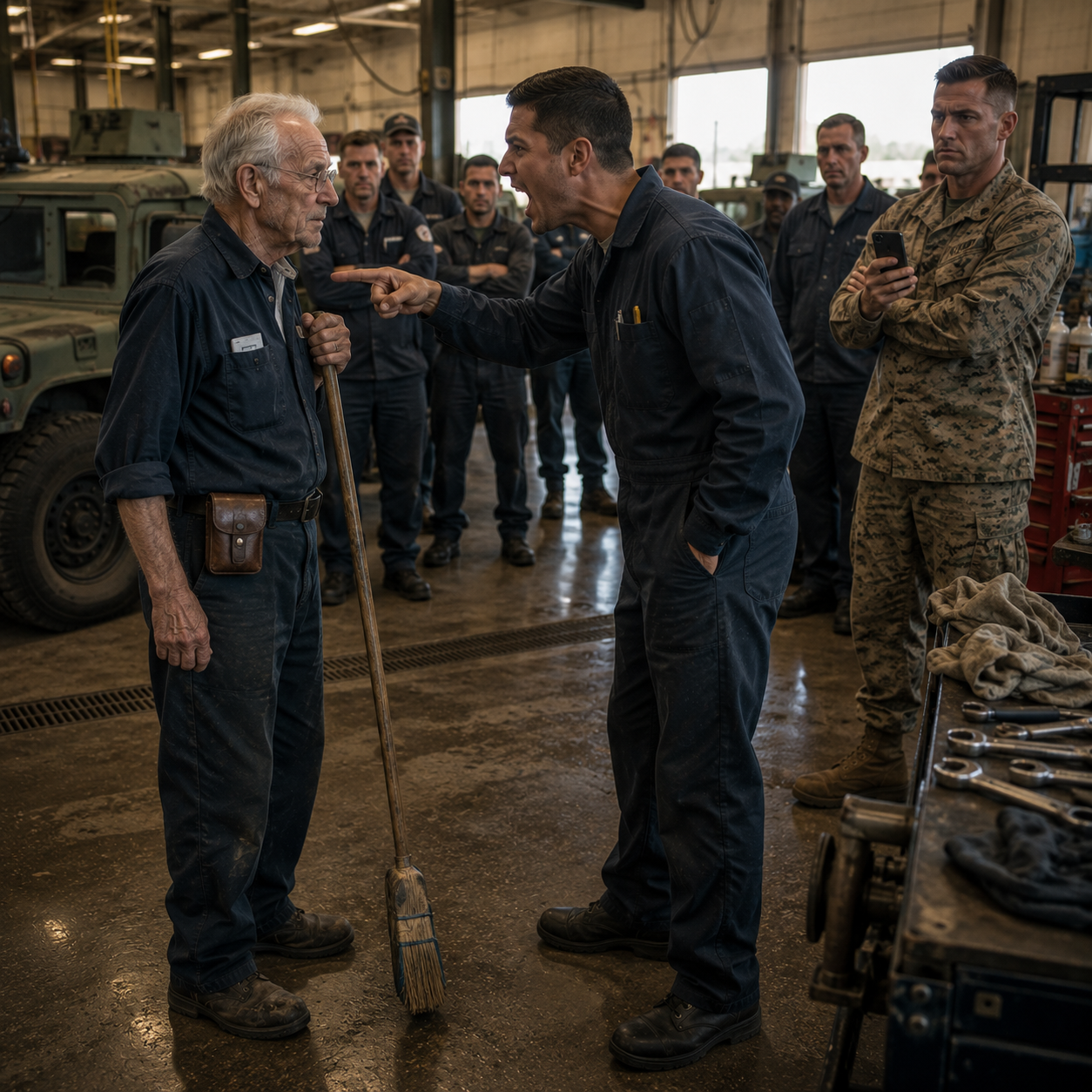 I watched a young engineer mock our 78-year-old motorpool janitor and threaten to have him arrested for looking at a broken Humvee.