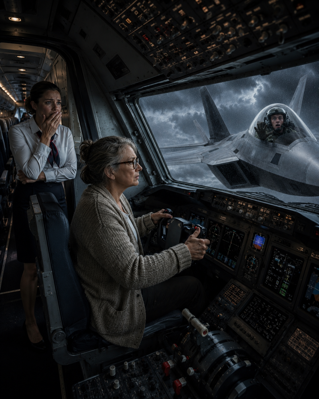 I watched a young F-22 fighter pilot lock his weapons on my crippled 737, giving me exactly ten seconds to surrender.