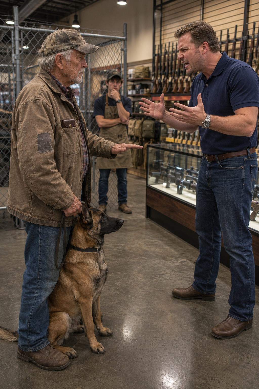 I watched my millionaire boss publicly humiliate an old farmer in our tactical shop, laughing to the crowd that the “petting zoo just opened.”