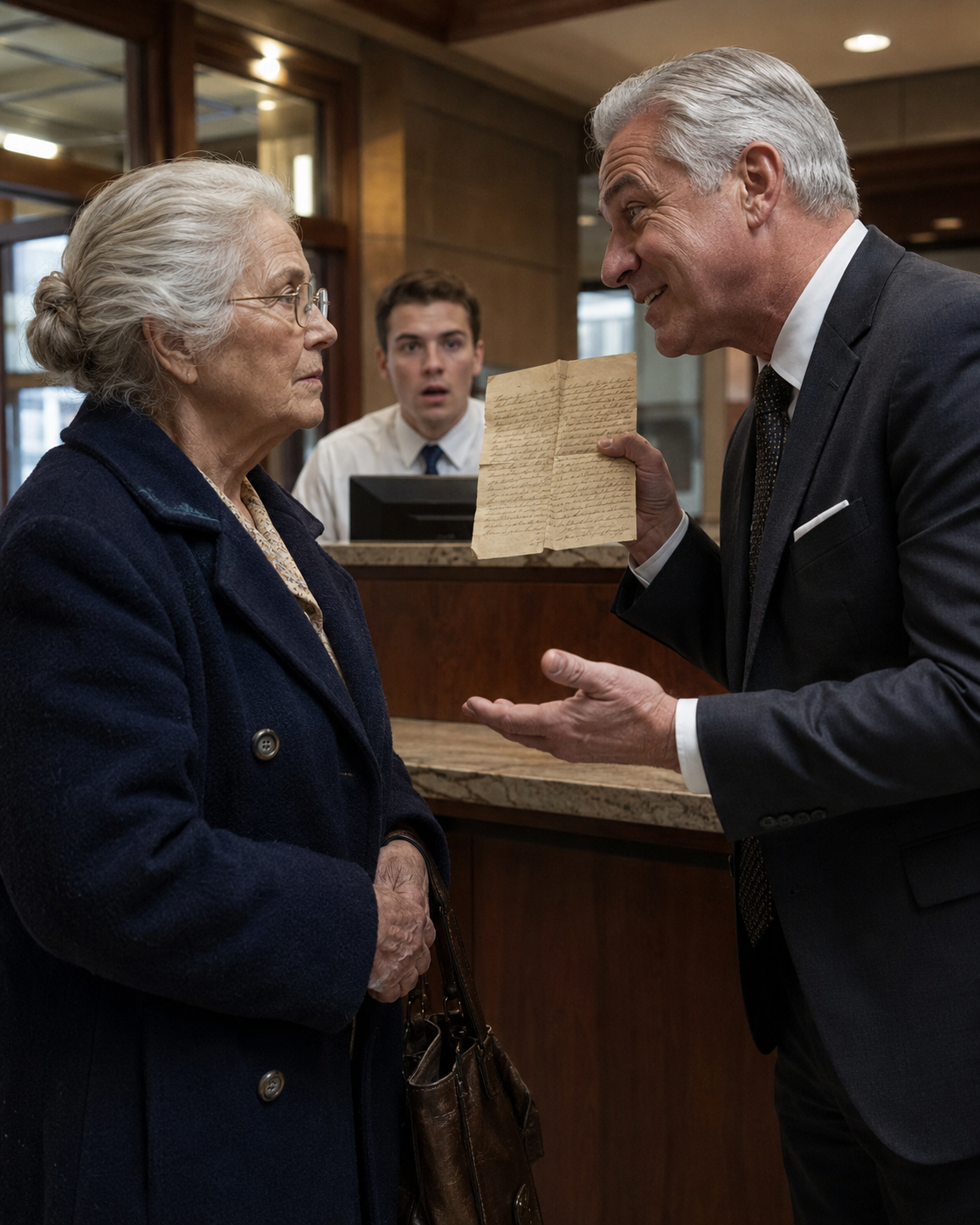 I stood in the bank lobby and watched the silver-haired manager laugh at my late husband’s handwritten land records while yellow bulldozers crushed our sixty-year-old apple trees.