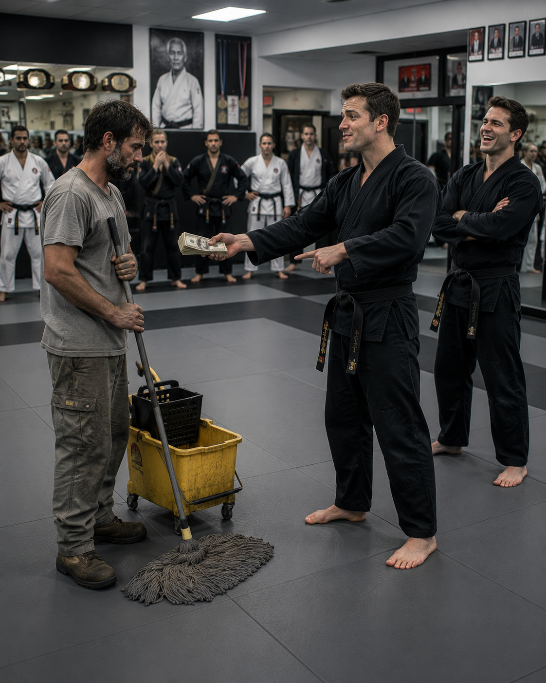 Two tech billionaires tossed three hundred dollars at my mop bucket and ordered me to act as their human punching bag