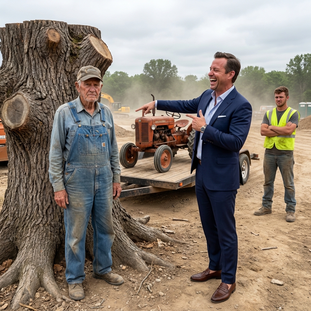 I watched my millionaire boss mock the 71-year-old farmer who offered to help our crew with a rust-covered tractor from 1930.