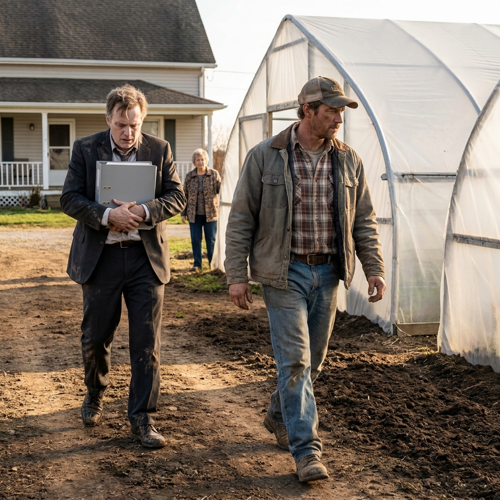 I stood at the edge of my family’s farm in my muddy work boots while a corporate executive laughed directly in my face