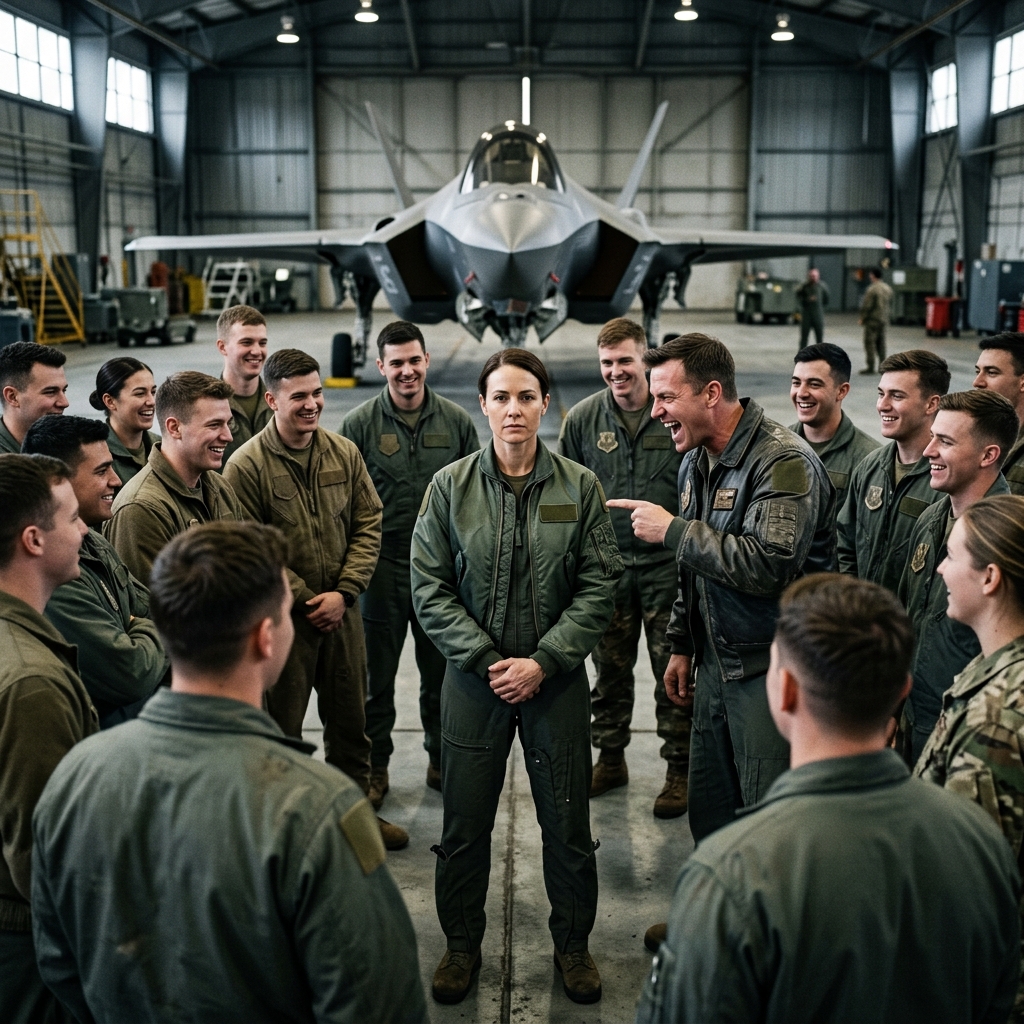I watched the pilot who ruined my career mock me in front of fifty NATO flyers, calling me a lowly desk analyst who didn’t belong in the room. I folded my hands and stayed perfectly quiet while the younger recruits laughed at my expense. Then the heavy briefing room doors slammed open to a blast of Alaskan snow. General Merik walked right past the smirking pilot and stopped directly in front of my chair.