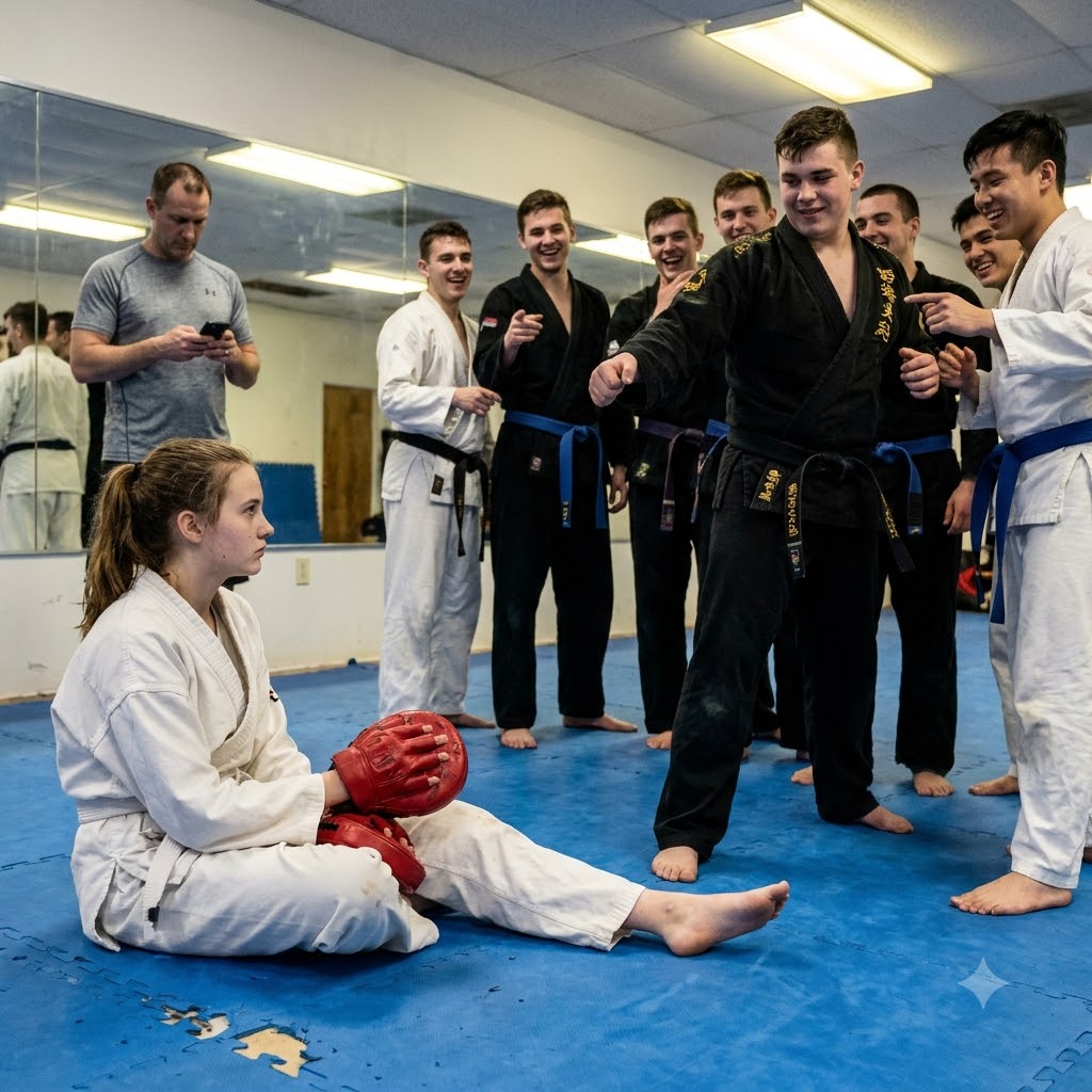 The 10 black belts lined up like predators while I stood in a bleach-stained loner gi two sizes too big. My white belt was crooked, my heart was hammering, and Trent called me “killer” before throwing a sweat-soaked mitt at my chest. The whole room saw a scared kid. They had no idea I held three national Kyokushin gold medals. They didn’t know that, in about six minutes, the word “spar” would leave my mouth and their star student’s body would crumple onto those peeling blue mats.
