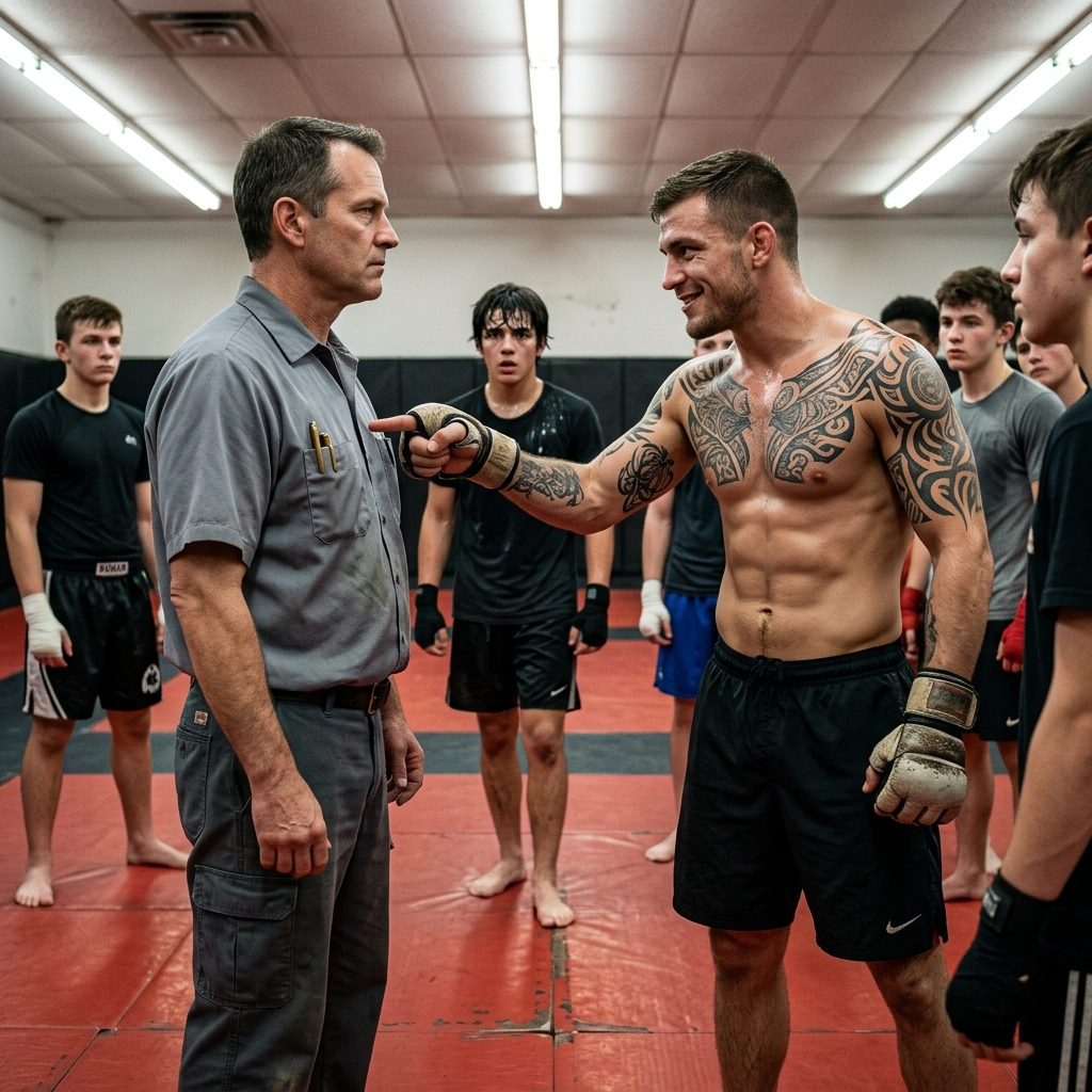 The black-belt MMA coach laughed at my limping left leg and ordered his “mop boy” to clean up the student he just broke. I reached into my faded uniform for my heavy brass pen.