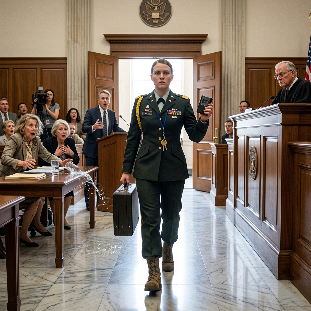My mother called my adopted daughter a stray dog and told the courtroom I stole two million dollars. Then my JAG captain slammed an FBI recorder on the glass table.