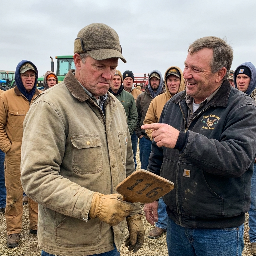 I watched my local dealership owner mock me in front of half the county at the Keller estate auction. He laughed and said nobody was dumb enough to run red equipment in our wheat country