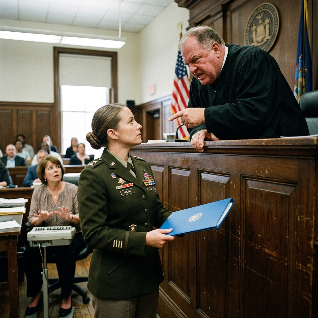 The arrogant judge called my Navy Cross a cheap war trophy and ordered me to take it off. I handed him the blue folder.
