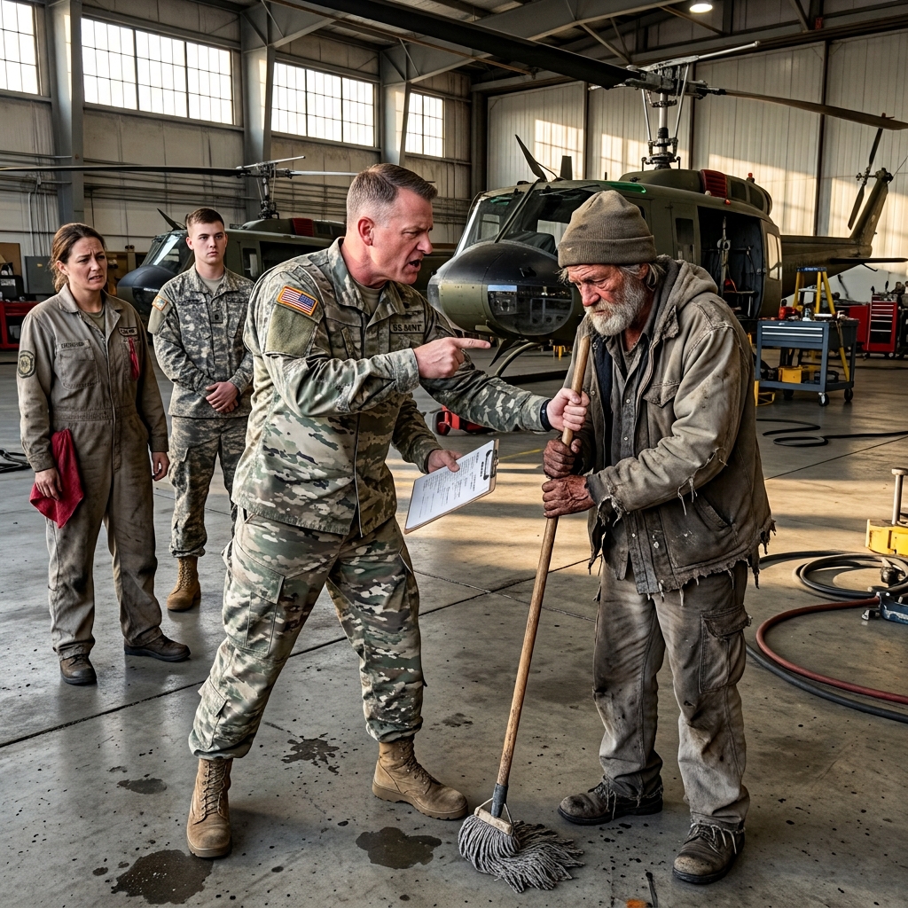 He Made a Homeless Veteran Mop the Hangar Floor Before the Admiral’s Inspection — But the Man’s Call Sign Was “Reaper”