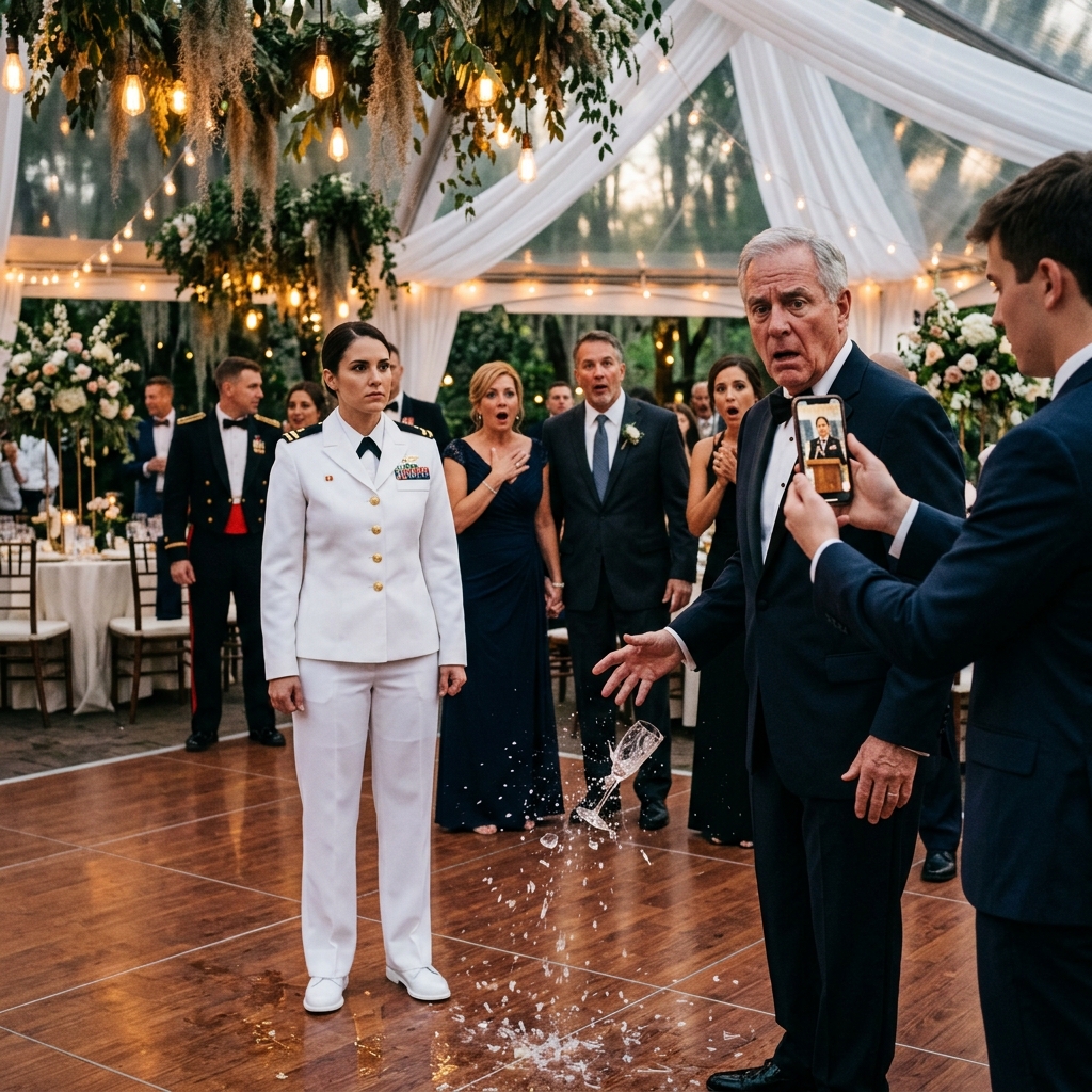 My Dad Mocked Me as the “Special Ops Janitor” at My Sister’s Wedding — Then a Kid Yelled “Is That Her on TV?” and His Champagne Glass Shattered on the Floor.