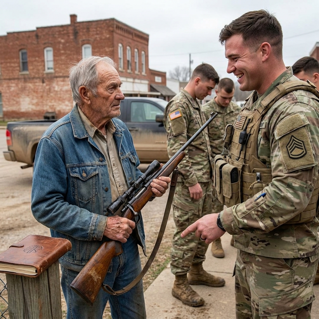 The young sergeant mocked the 82-year-old groundskeeper’s faded jeans and antique wooden rifle. The old man just calmly unwrapped the scarred walnut stock.