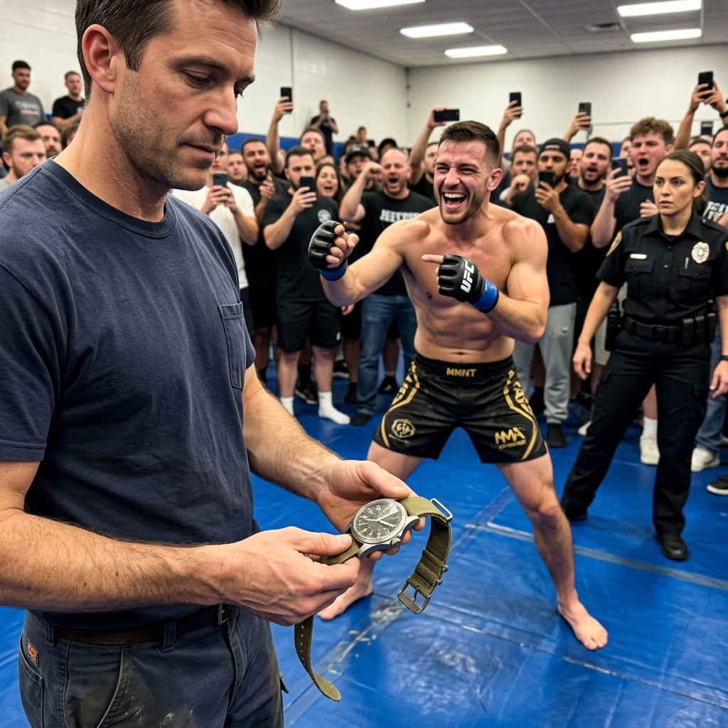 The undefeated black belt called me a janitor and challenged me to last a round. I took off my old military watch and put it on the chair—he didn’t know that watch had cost a life.