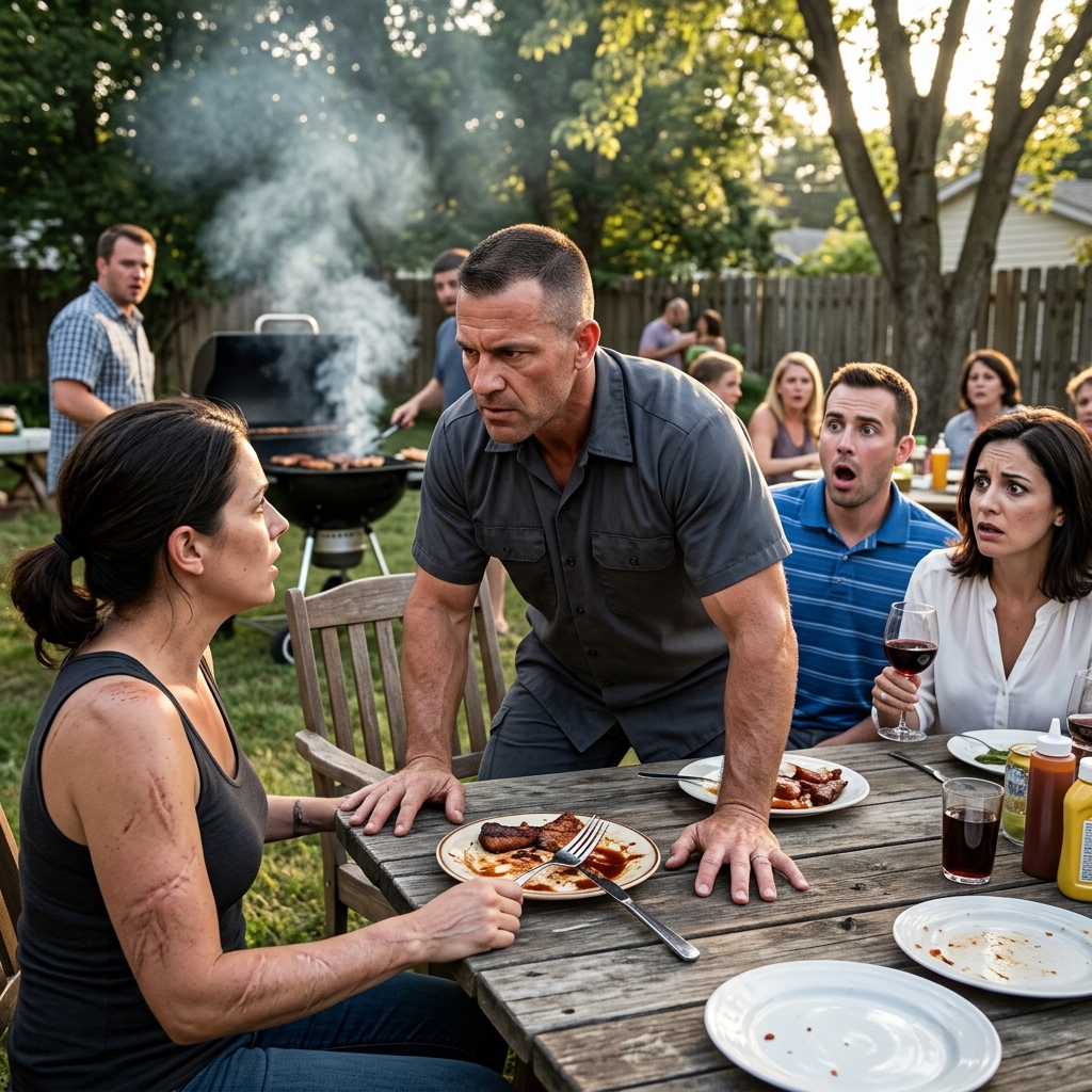 Her Brother Mocked Her Combat Scar at the Family BBQ — Until Her Sister’s SEAL Husband Saw It and Stood Up