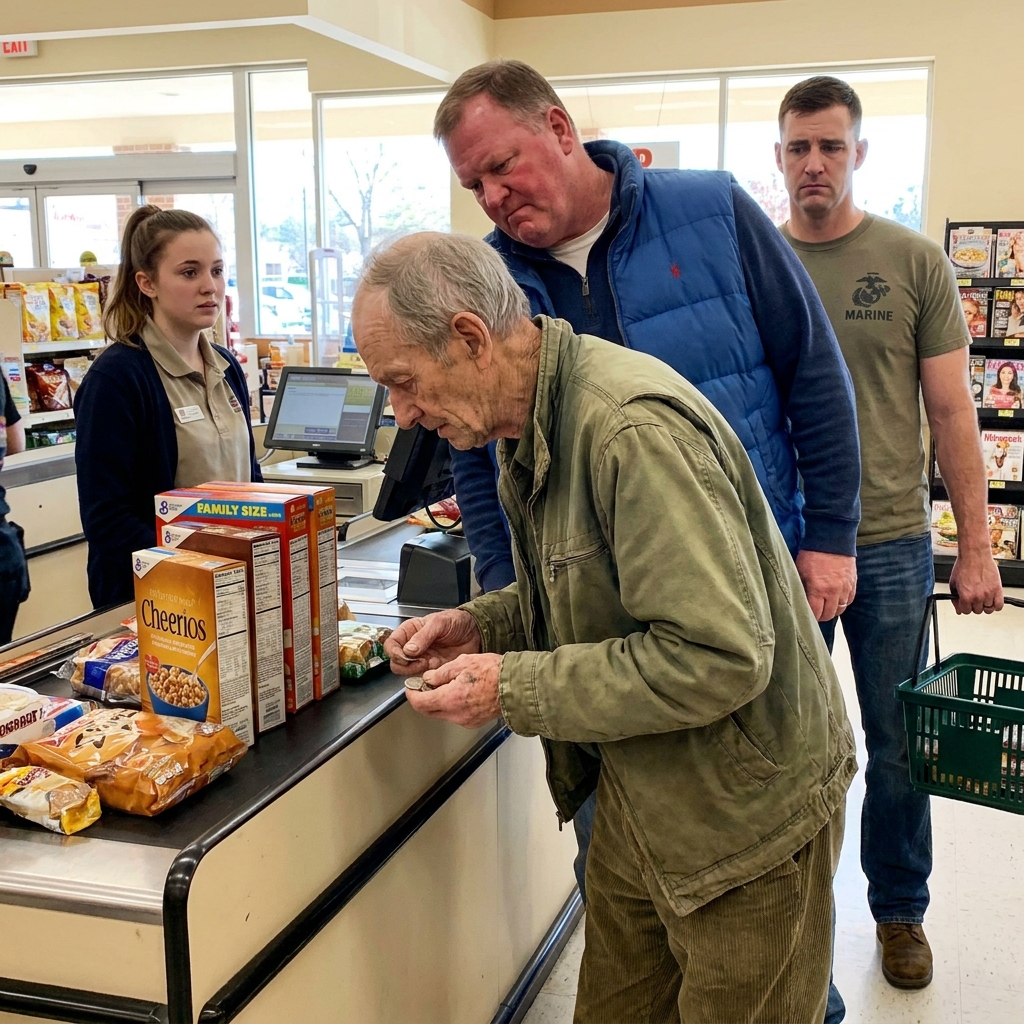 I let a customer humiliate a seventy-eight-year-old veteran over three missing dollars. The Marine behind him stepped forward and placed down one item: a duplicate receipt.